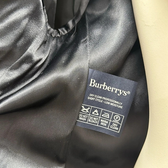 Burberry Trench Coat Cashmere Wool Blend Button Down Navy Blue Vintage Large * - Picture 9 of 14